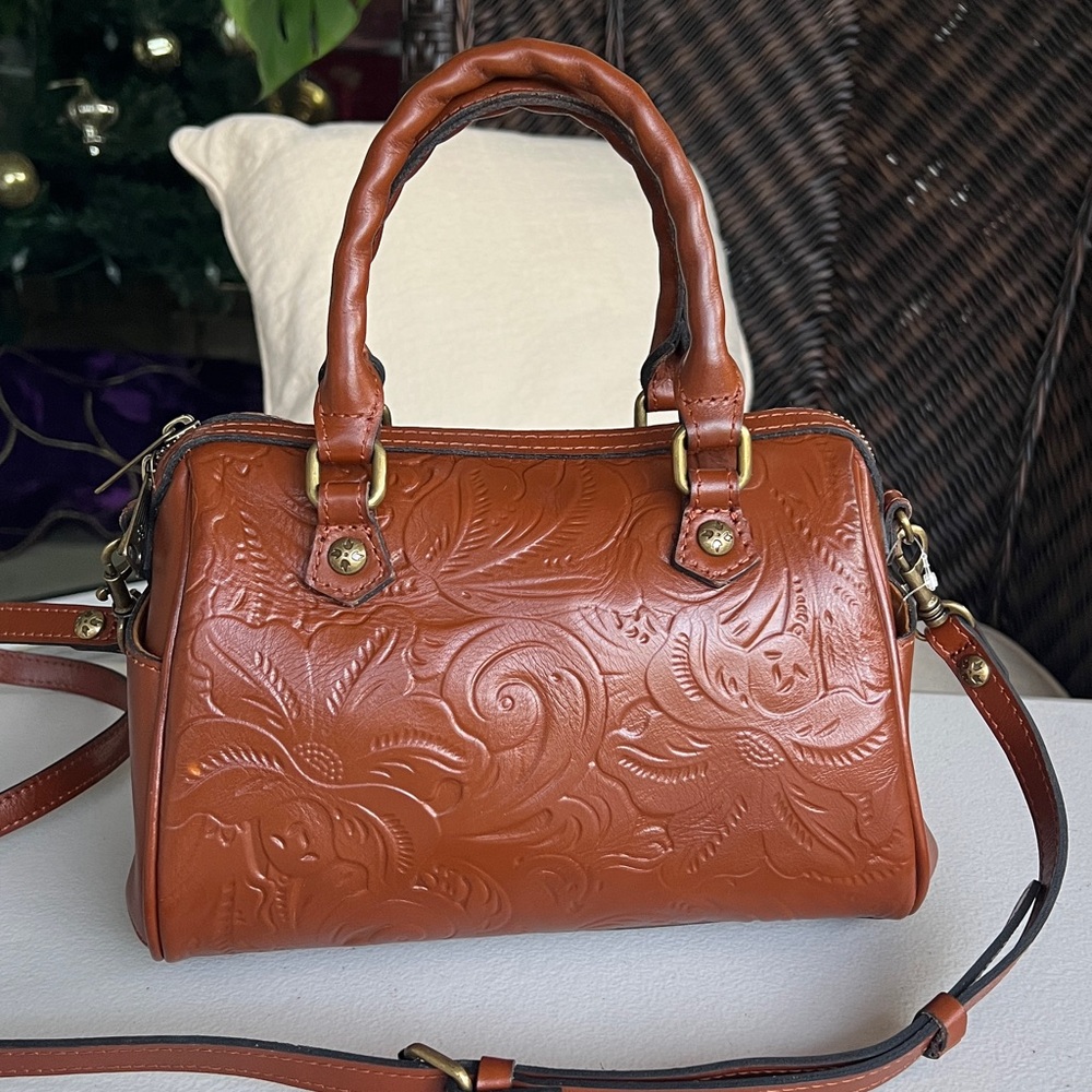 PATRICIA NASH Sarina Florence satchel with crossbody strap brown
